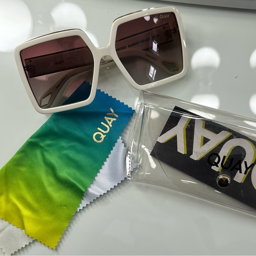 QUAY Ivory Squared Sunglasses